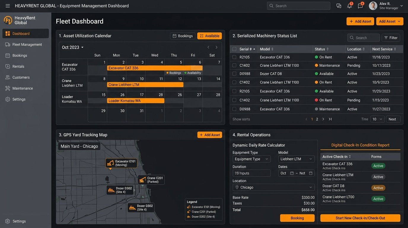 Heavy Equipment & Machinery Fleet Rental Management Platform